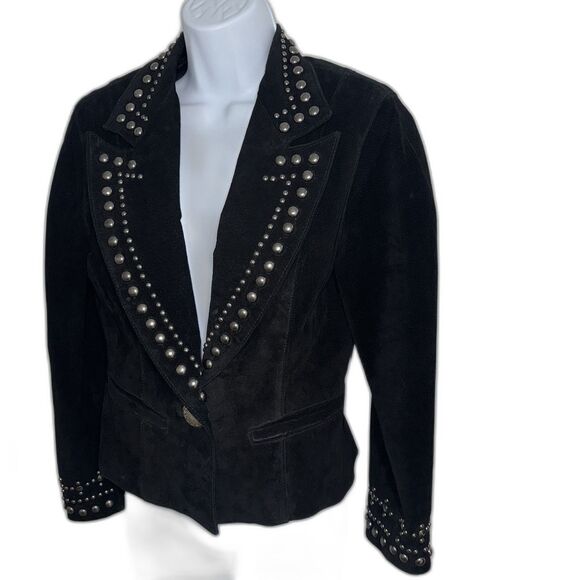 Frontier USA Phoenix Collection Black Suede Studded Western Jacket Women Small - Picture 1 of 11
